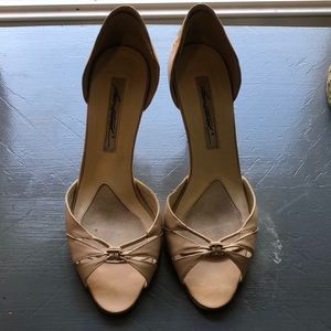 Cream patent heels